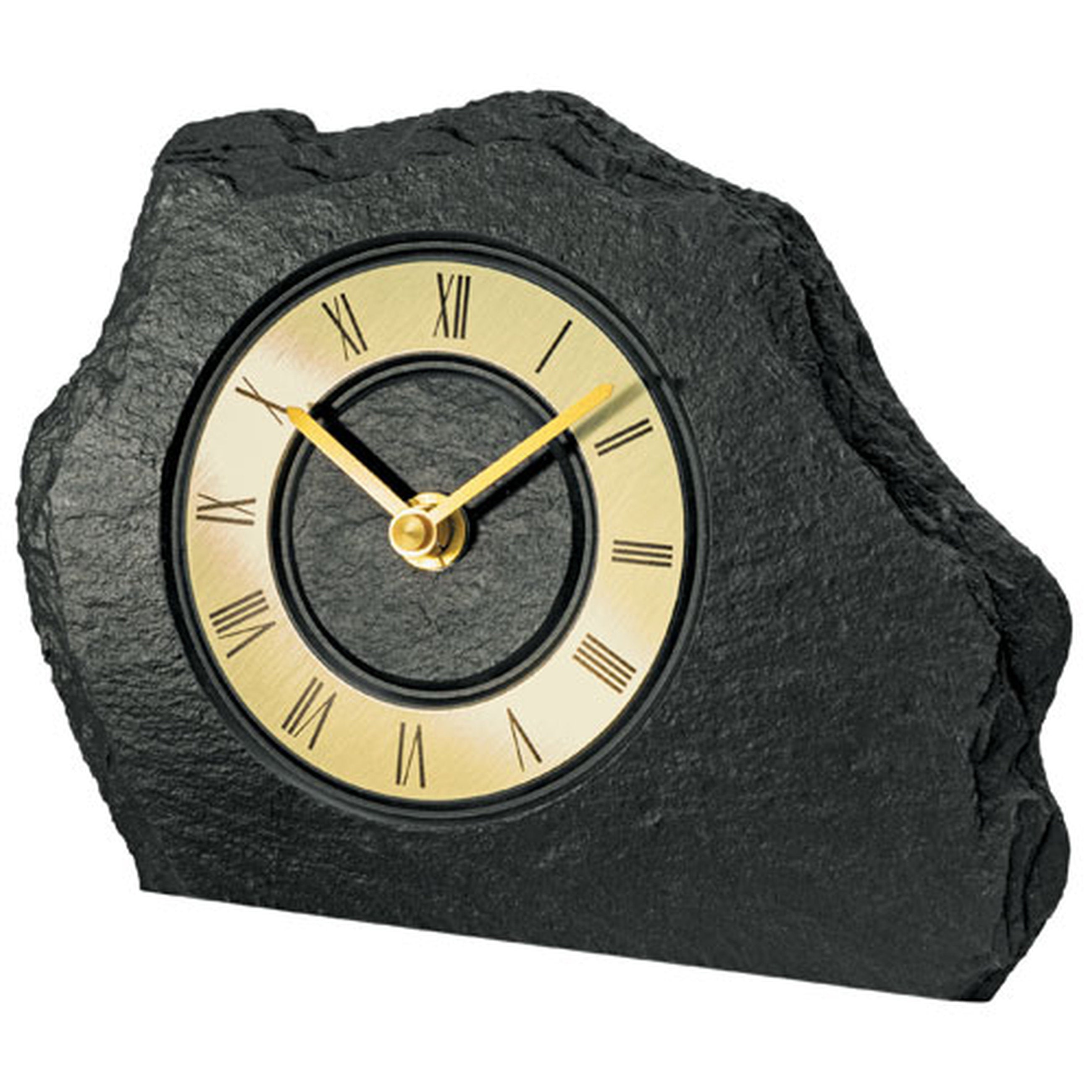 AMS T1105 Tischuhr mit Schiefer-Gehäuse in Gold und Quarzwerk