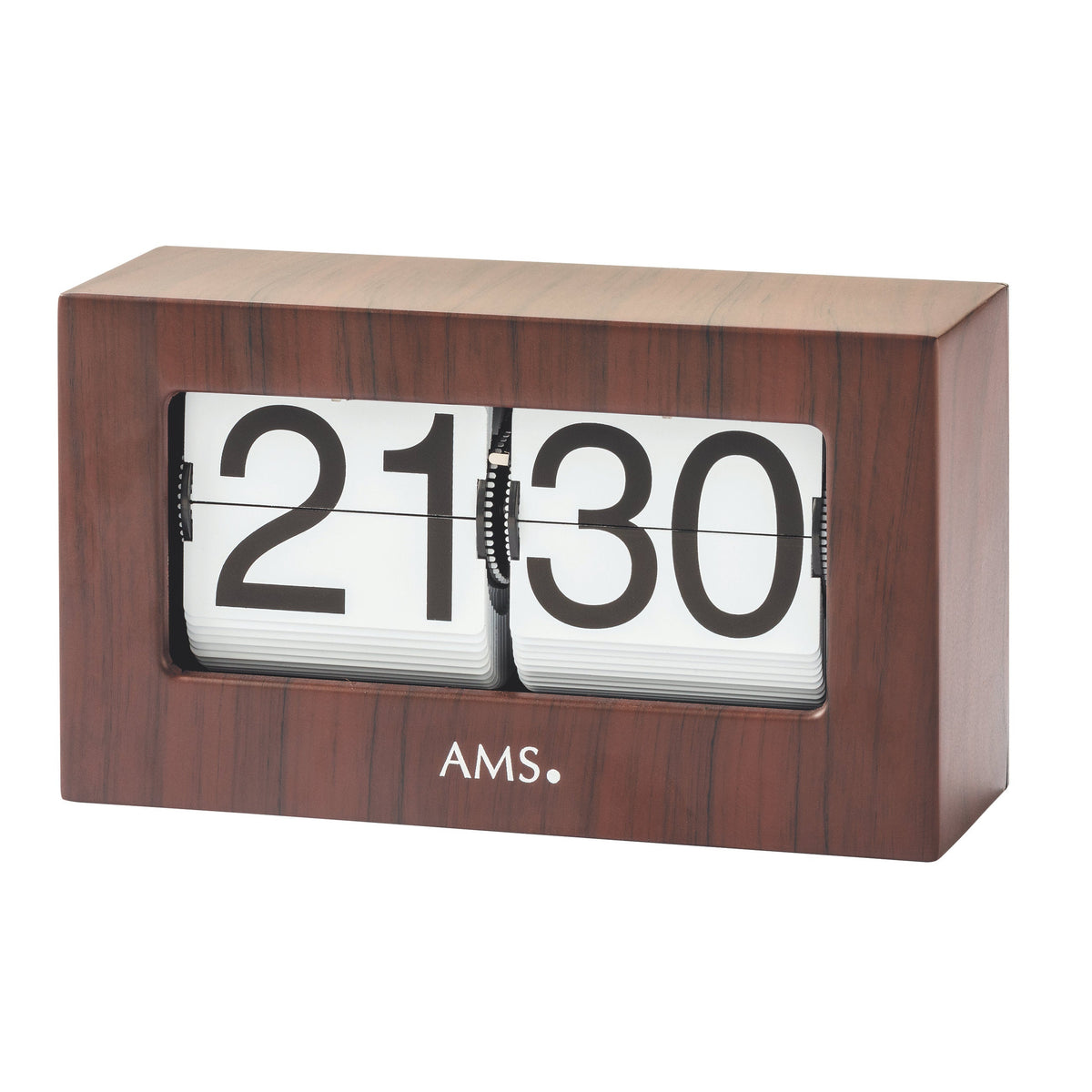 AMS T1177 Tischuhr mit braun-schwarzem Metallgehäuse und 24h-Zifferblatt