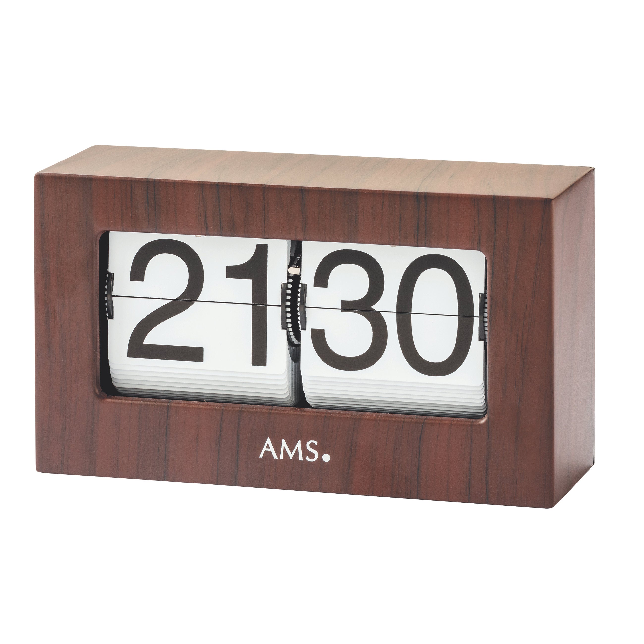 AMS T1177 Tischuhr mit braun-schwarzem Metallgehäuse und 24h-Zifferblatt