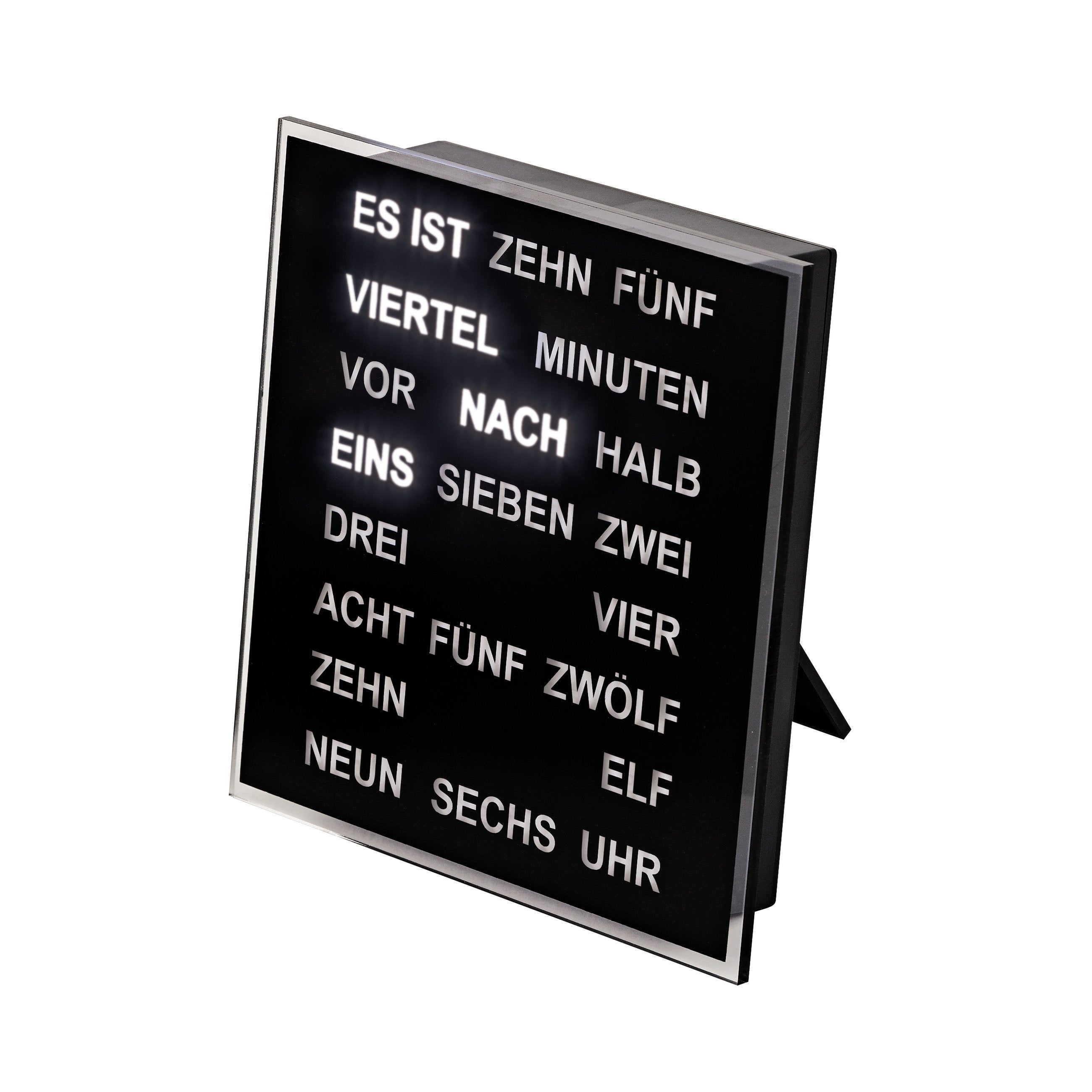 AMS T1232 Tischuhr mit LED-Wortuhr und Kunststoffgehäuse