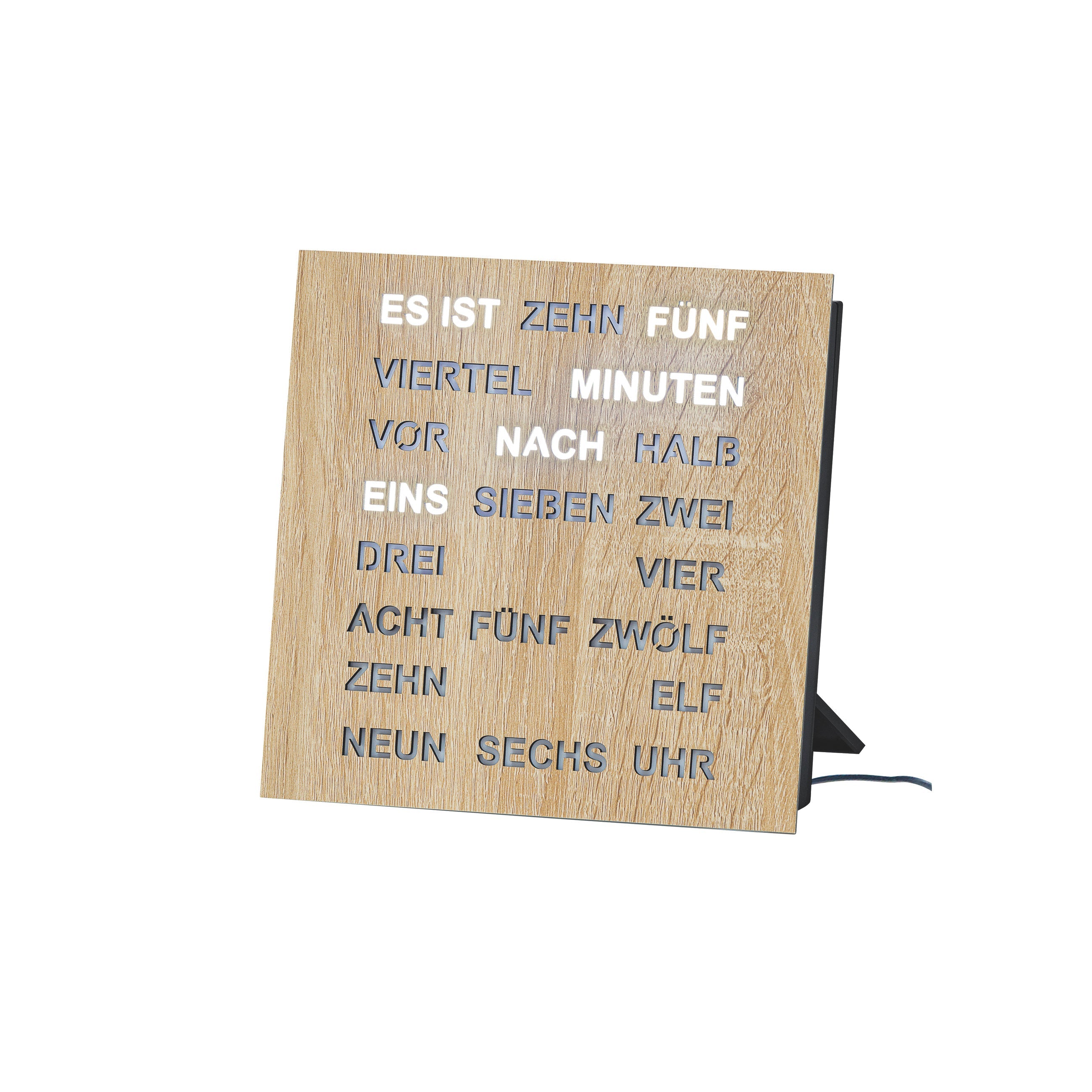 AMS T1234 Tischuhr mit LED-Wortuhr und Sonoma-Zifferblatt