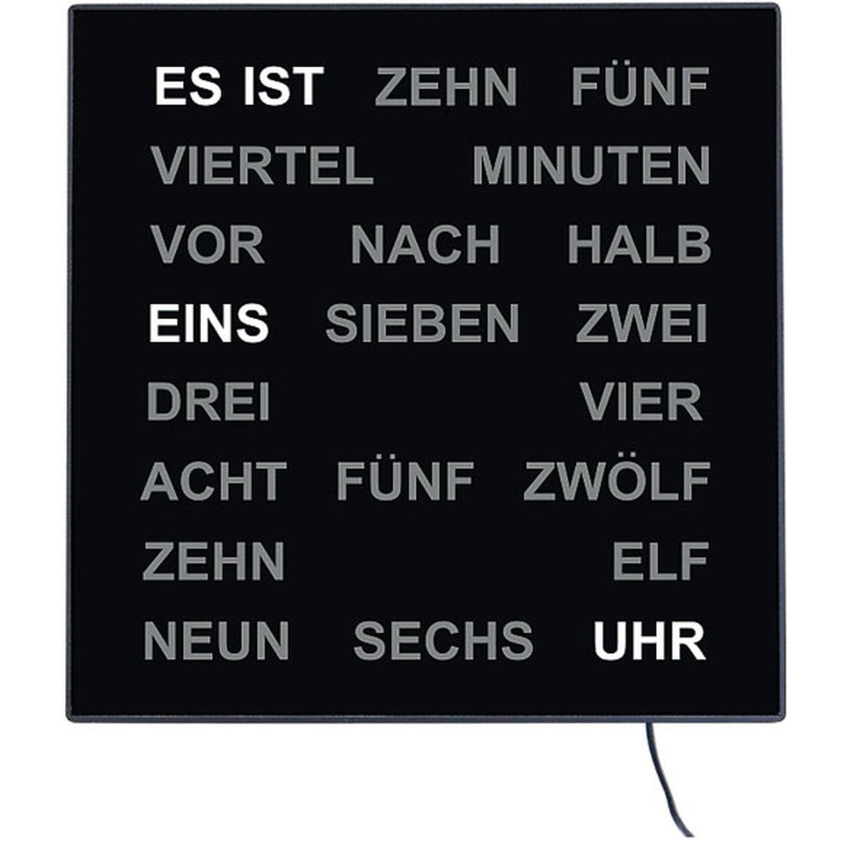 AMS T1235 Tischuhr mit LED-Wortuhr und 220V-Adapter
