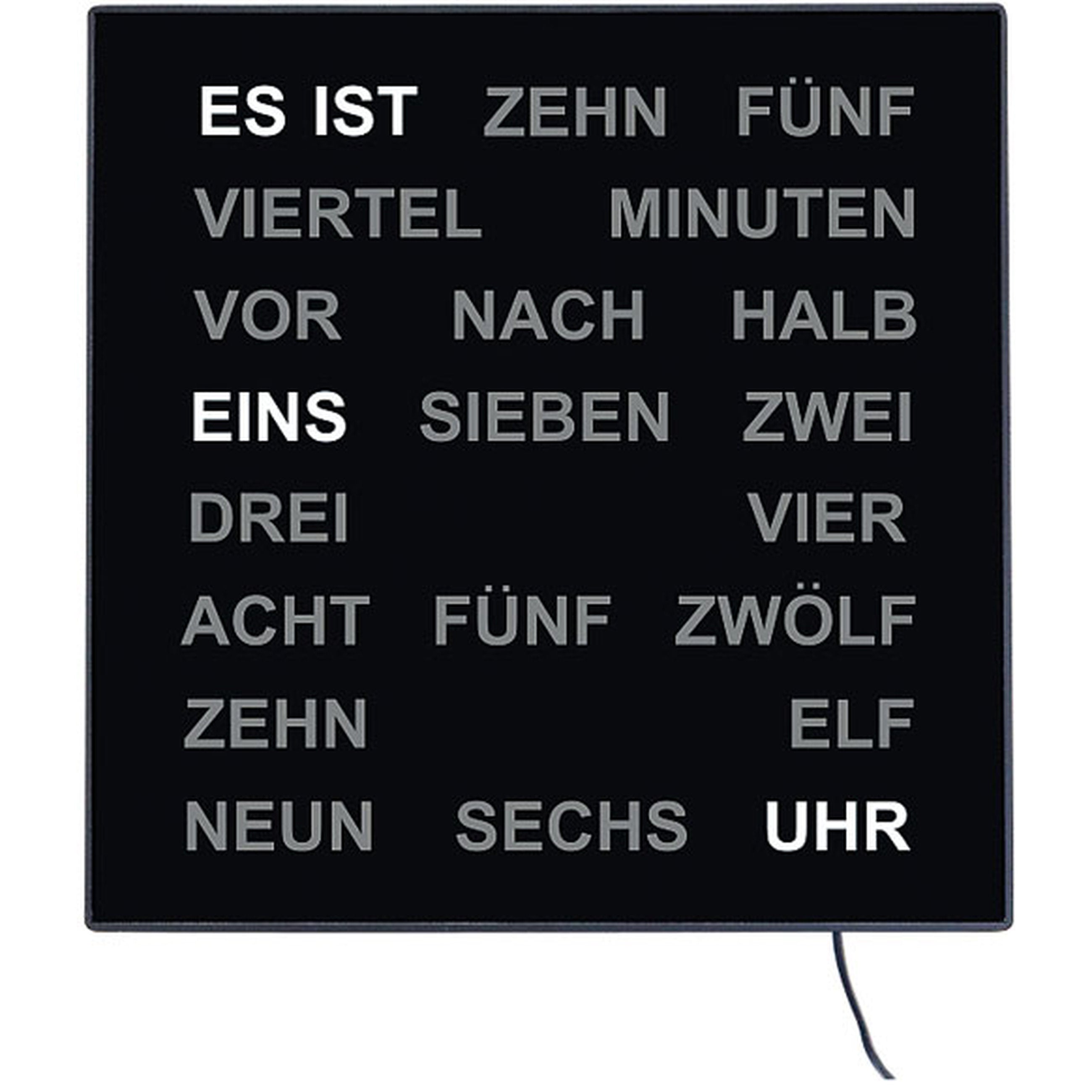 AMS T1235 Tischuhr mit LED-Wortuhr und 220V-Adapter