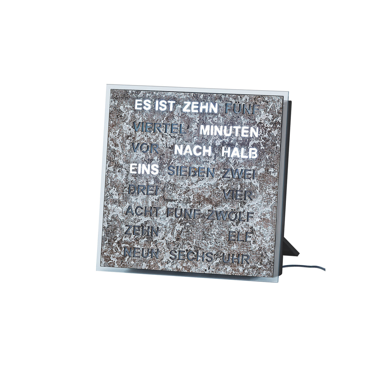 AMS T1236 Tischuhr mit LED-Wortuhr und Metallic-Zifferblatt