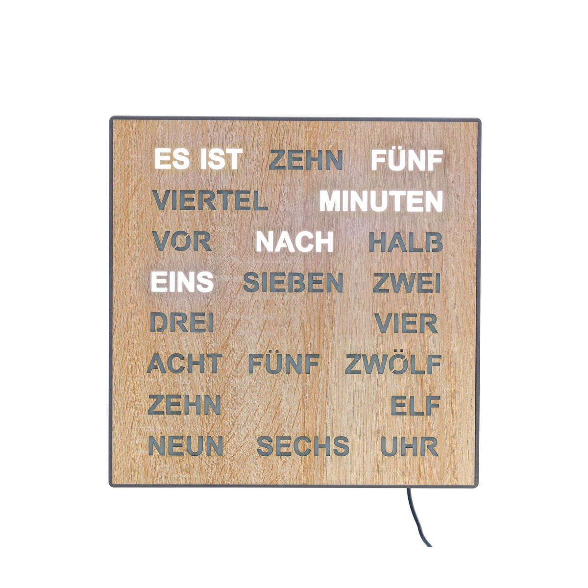 AMS T1237 Tischuhr mit LED-Wortuhr und Sonoma-Zifferblatt
