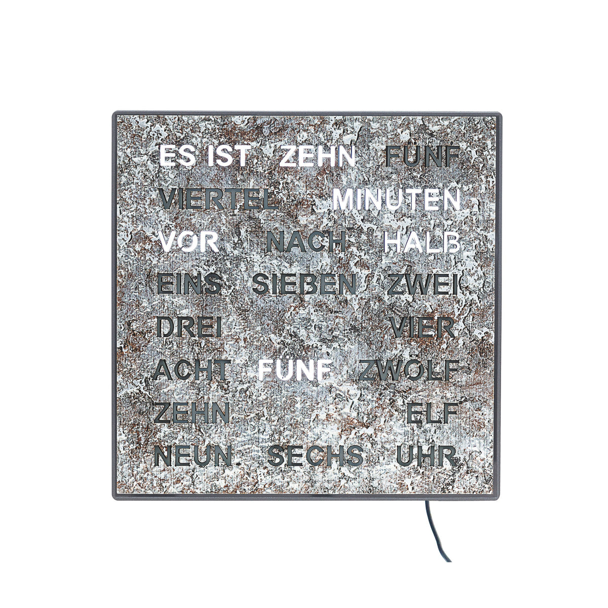 AMS T1239 Tischuhr mit LED-Wortuhr und Metallic-Zifferblatt