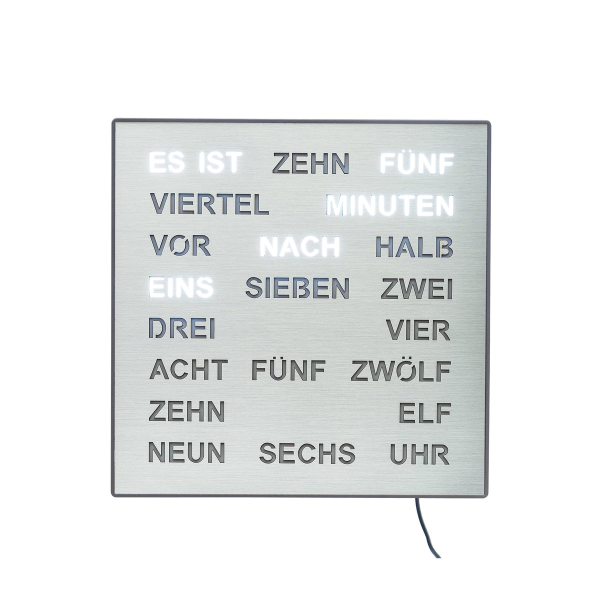 AMS T1245 Tisch- und Wanduhr mit LED-Wortuhr