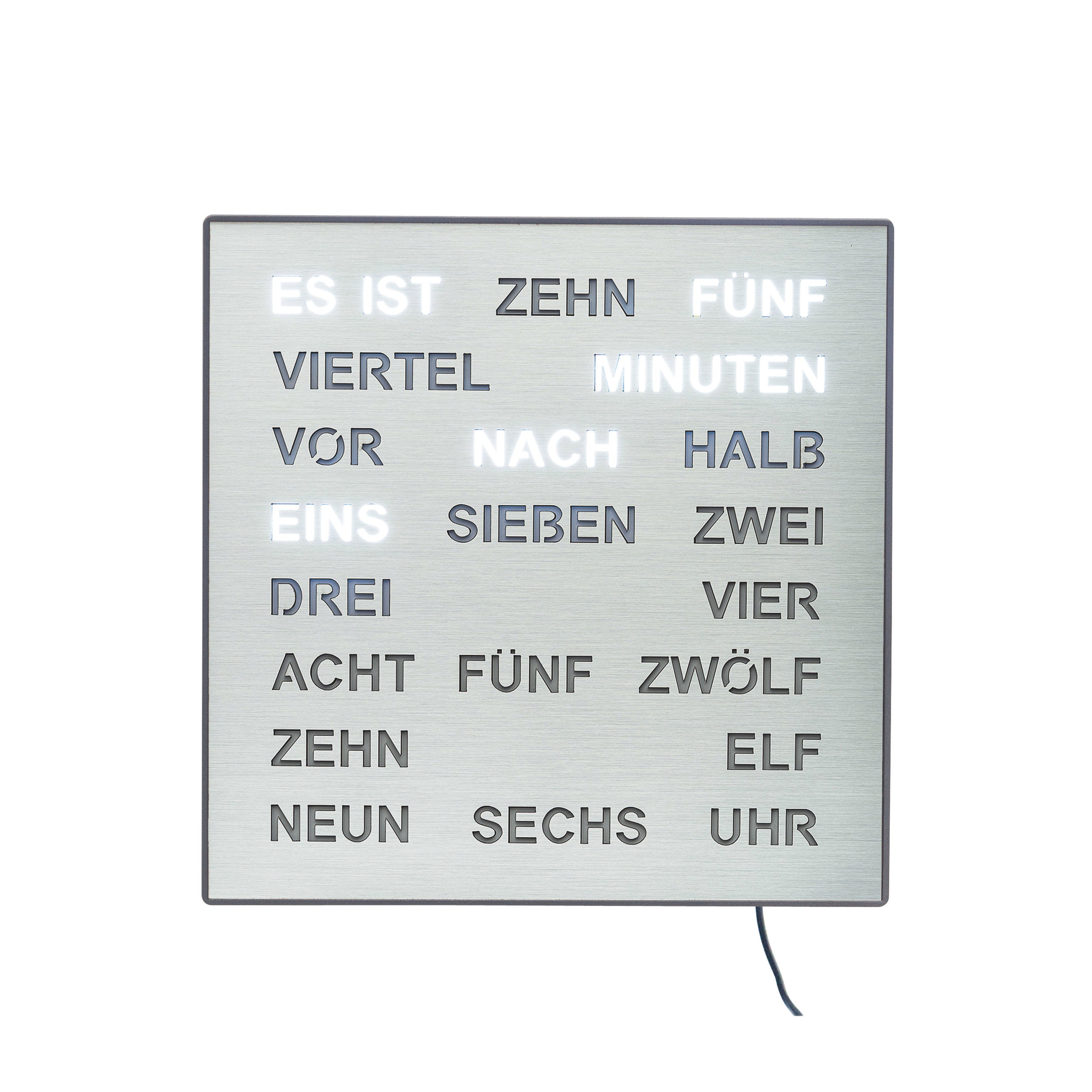 AMS T1245 Tisch- und Wanduhr mit LED-Wortuhr