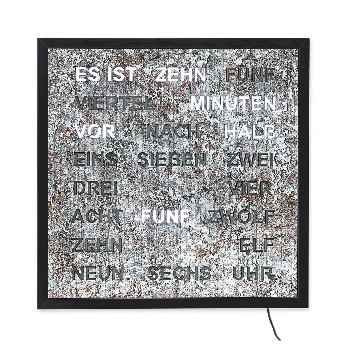 AMS T1269 Tischuhr mit lackiertem Metallgehäuse und LED-Wortuhr