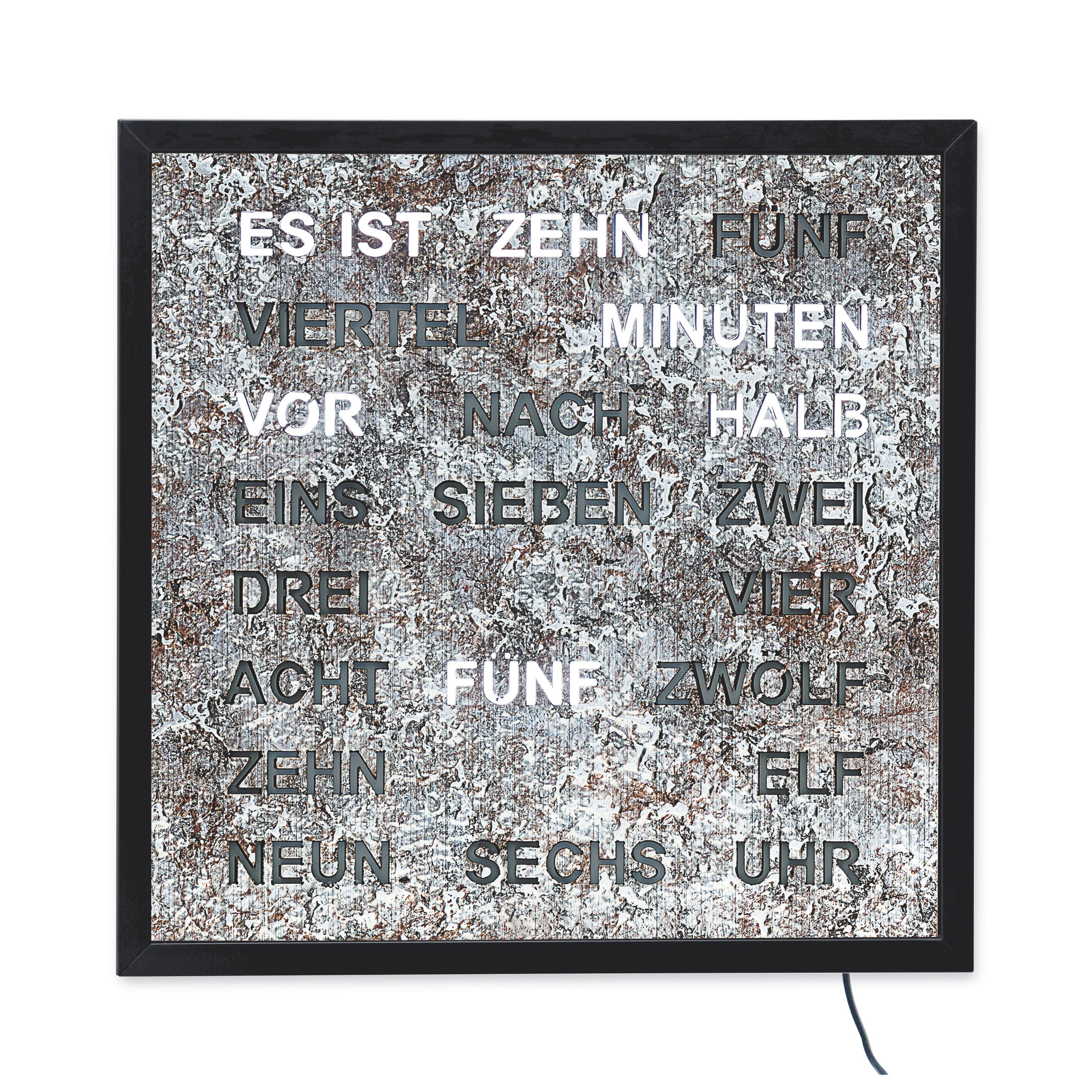 AMS T1269 Tischuhr mit lackiertem Metallgehäuse und LED-Wortuhr