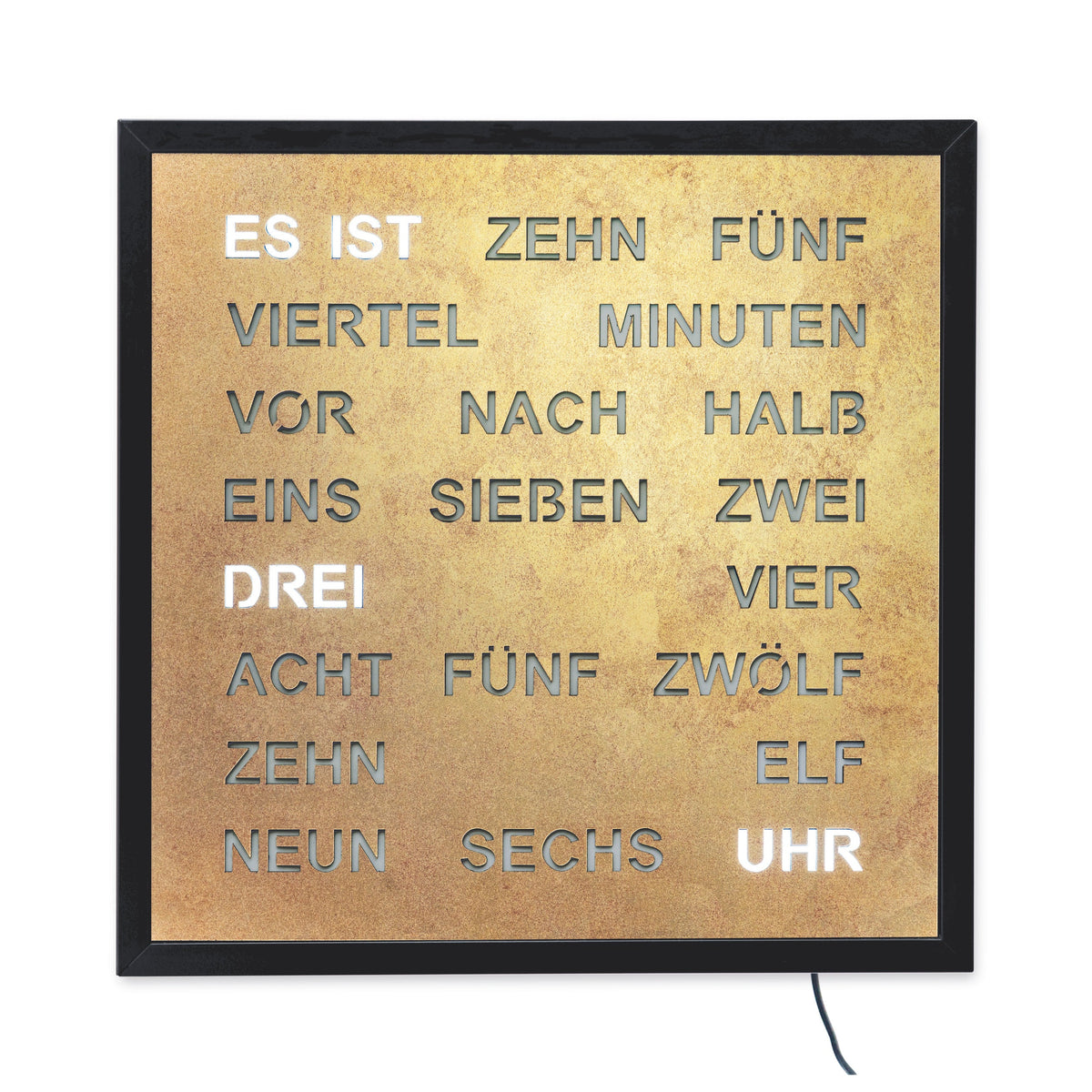 AMS T1271 Tischuhr mit lackiertem Metallgehäuse und LED-Wortuhr