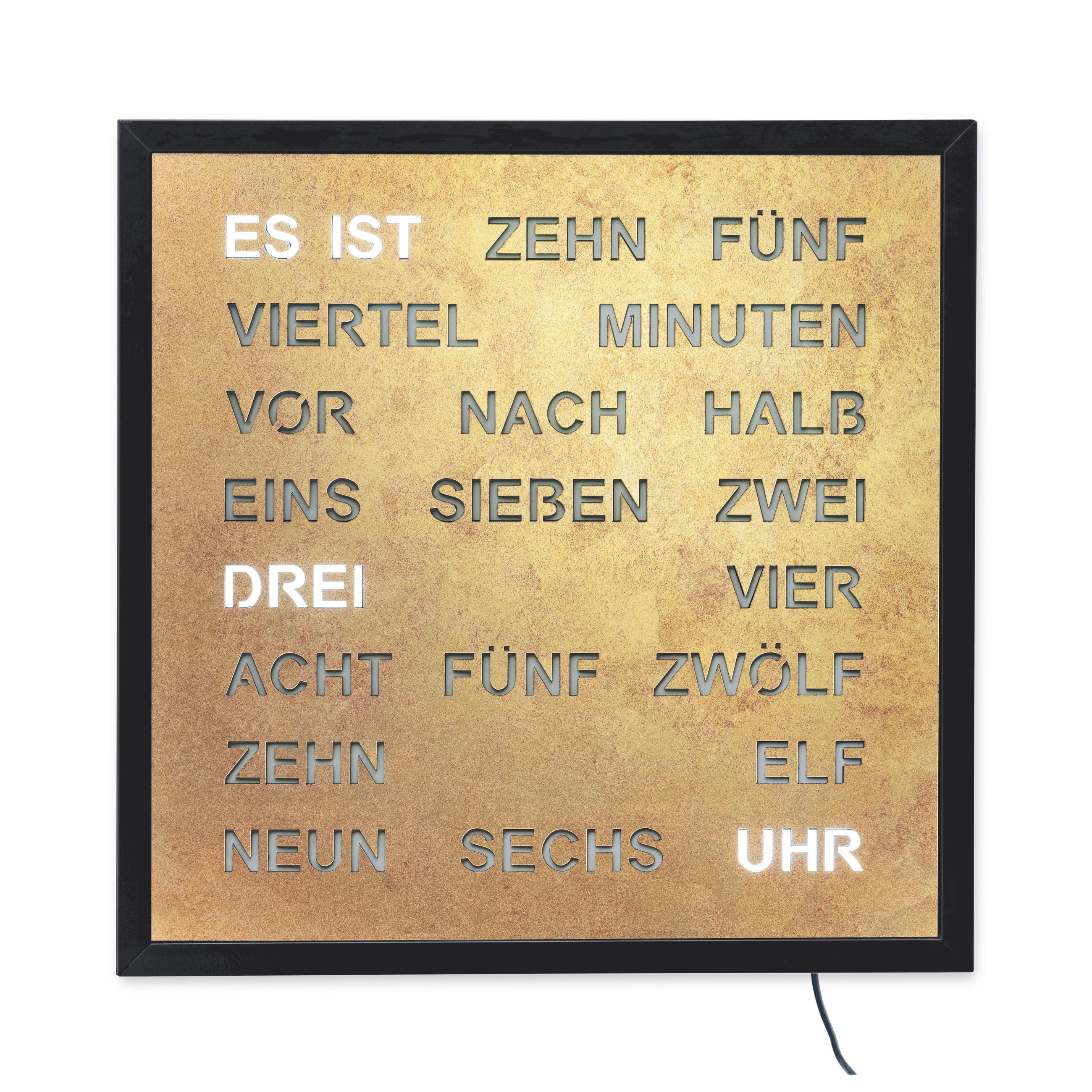 AMS T1271 Tischuhr mit lackiertem Metallgehäuse und LED-Wortuhr