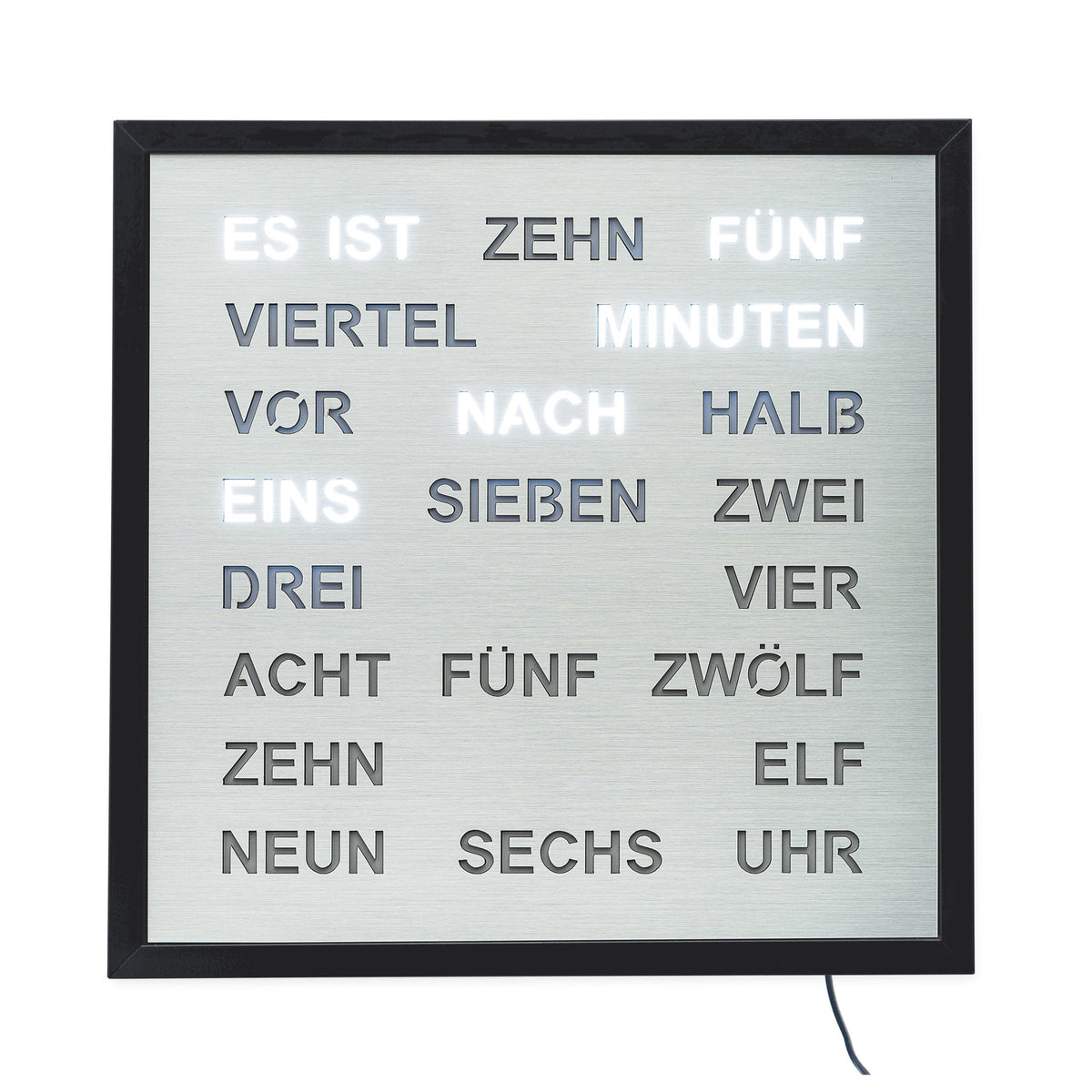 AMS T1275 Tischuhr mit lackiertem Metallgehäuse und LED-Wortuhr