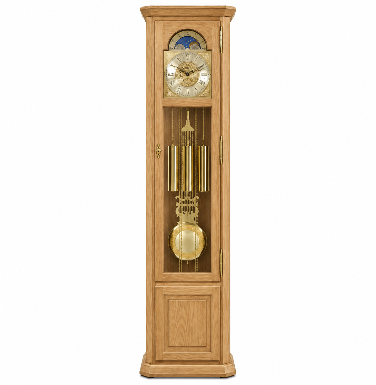 Astra Design AD210-04E Standuhr „Rheingold“ aus massiver Eiche