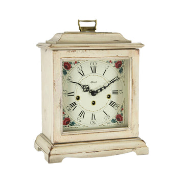 Hermle 22915-V60340 Tischuhr Austen Vintage Weiß mit automatischer Nachtabschaltung