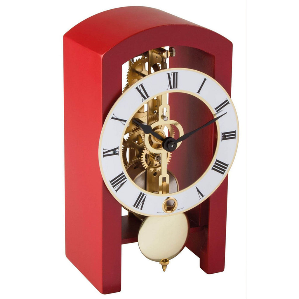 Hermle 23015-360721 Tischuhr Boston offen kaminrot (RAL 3002) Skelettwerk ohne Schlag

