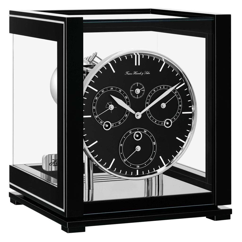 Hermle 23058-740352 Tischuhr Ewiger Kalender Schwarz mit Schwarzem Zifferblatt
