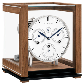 Hermle 23059-030352 Tischuhr Ewiger Kalender Nussbaum mit weißem Zifferblatt
