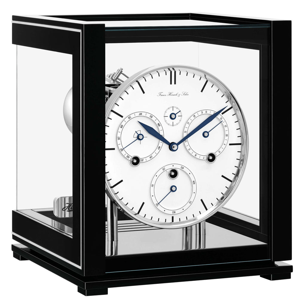Hermle 23059-740352 Tischuhr Ewiger Kalender Schwarz mit weißem Zifferblatt