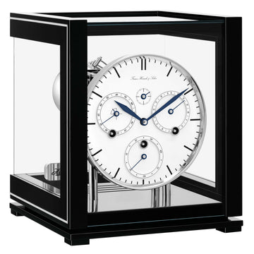 Hermle 23059-740352 Tischuhr Ewiger Kalender Schwarz mit weißem Zifferblatt