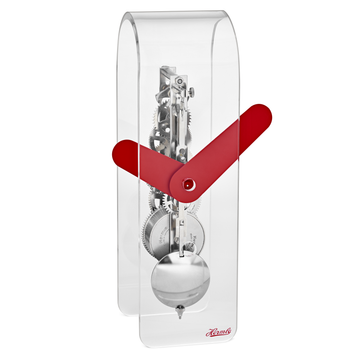Hermle 23065-Y10721 Tischuhr Bogen Miles Acryl klar Zeiger rot Werk Nickel
