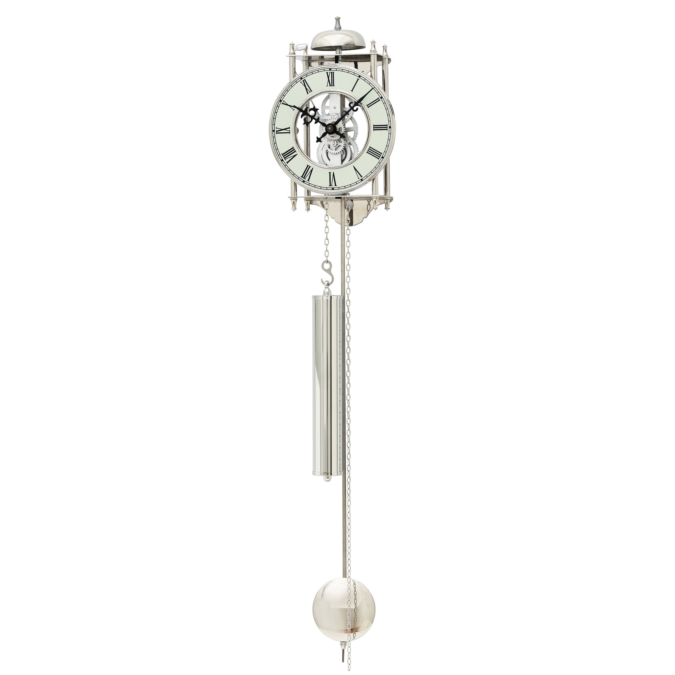 AMS H304 Mechanische Pendeluhr mit vernickeltem Gehäuse und 8-Tage Schlagwerk