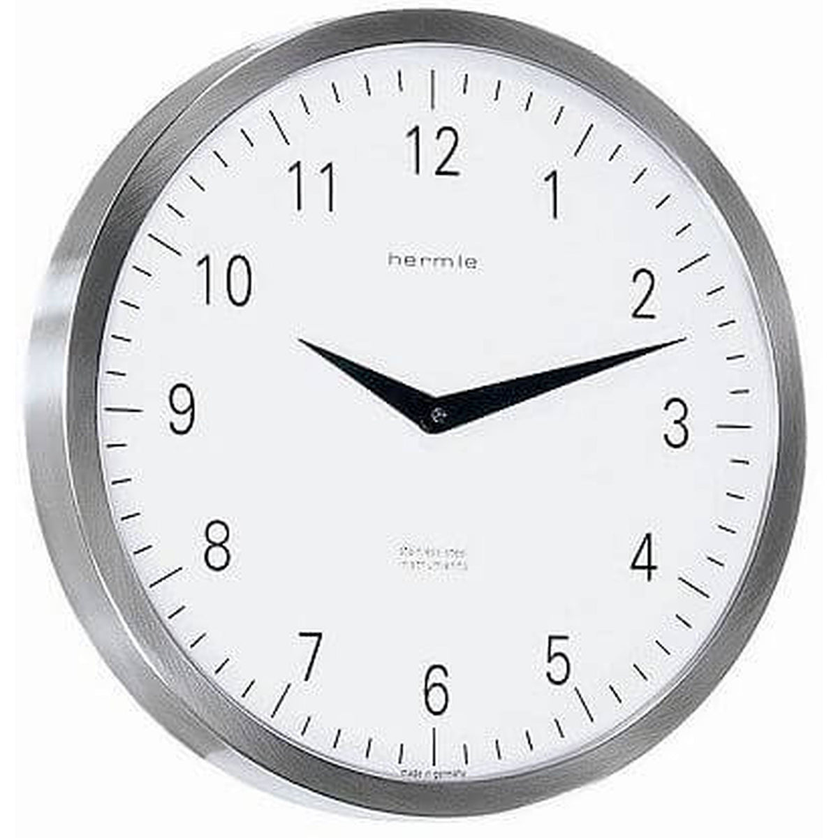 Hermle 30466-002100 Wanduhr Metropolitan rund silber Zifferblatt Weiß mit arabischen Schwarzen Zahlen