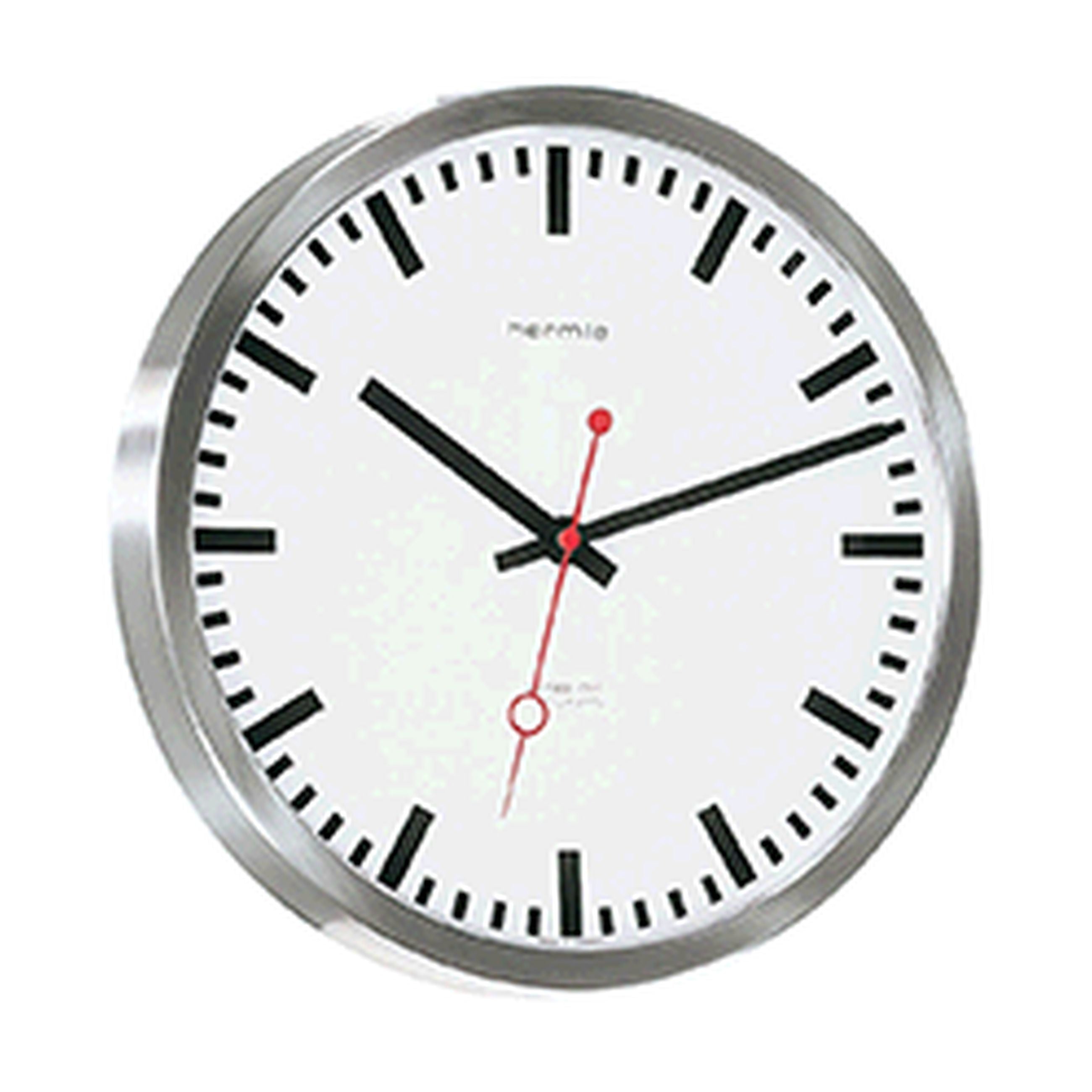 Hermle 30471-000870 Bahnhofsuhr Grand Central Ø300mm rund silber Zifferblatt Weiss Funkuhrwerk Zahlenbild Schwarze Balken, EAR