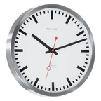 Hermle 30471-002100 Bahnhofsuhr Grand Central rund weiss Zahlenbild Schwarze Balken, EAR Quarzuhrwerk
