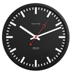 Hermle 30471-740870 Bahnhofsuhr Grand Central rund Schwarz Zahlenbild weiße Balken, EAR
