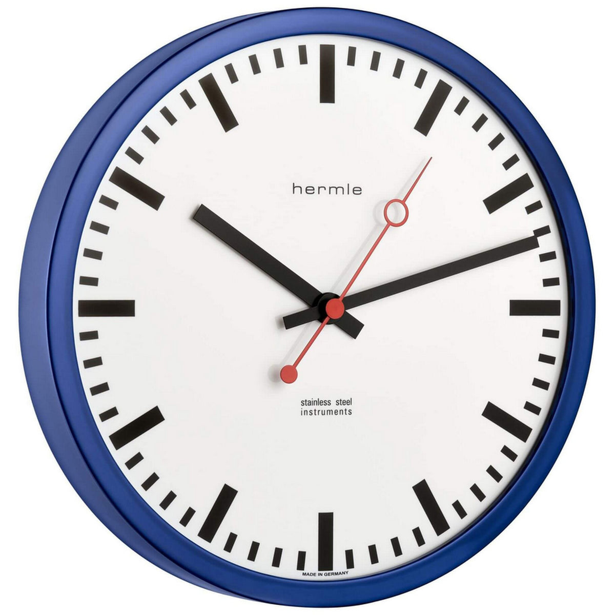 Hermle 30471-Q72100 Bahnhofsuhr Grand Central rund blau