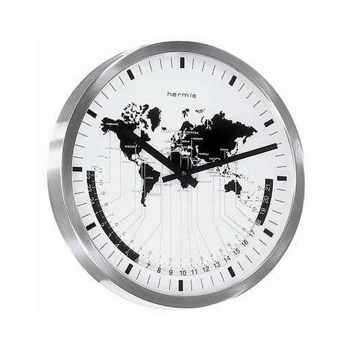 Hermle 30504-002100 Wanduhr Airport Weltzeit EAR Quarzuhrwerk