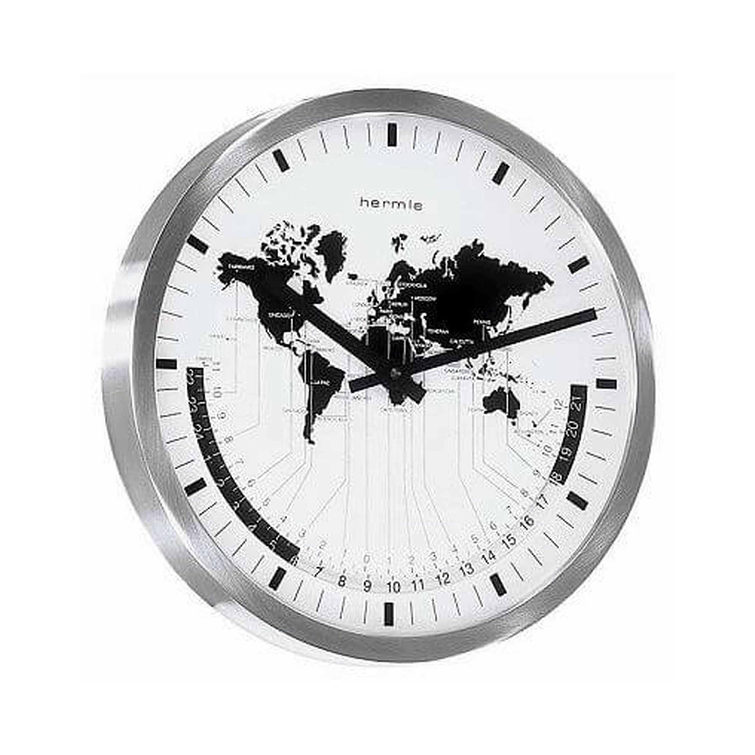 Hermle 30504-002100 Wanduhr Airport Weltzeit EAR Quarzuhrwerk