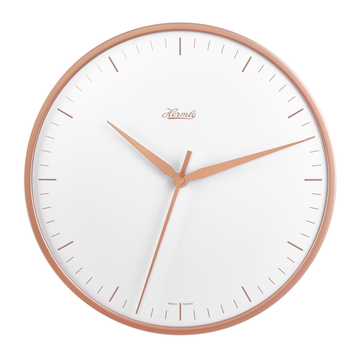 Hermle 30919-V52100 Wanduhr Bahnhofsuhr - Ø 400 roségoldfarbener Reif mit weißem Zifferblatt roségoldfarben bedruckt