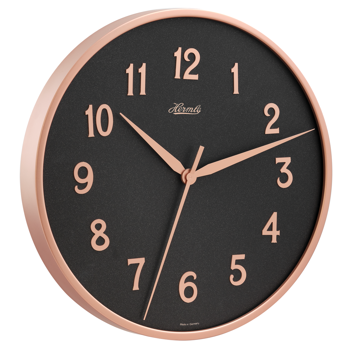 Hermle 30920-V52100 Wanduhr Aria II Bahnhofsuhr - Ø 400 roséfarbener Reif mit anthrazit Zifferblatt roségoldfarbenen arabischen Zahlen