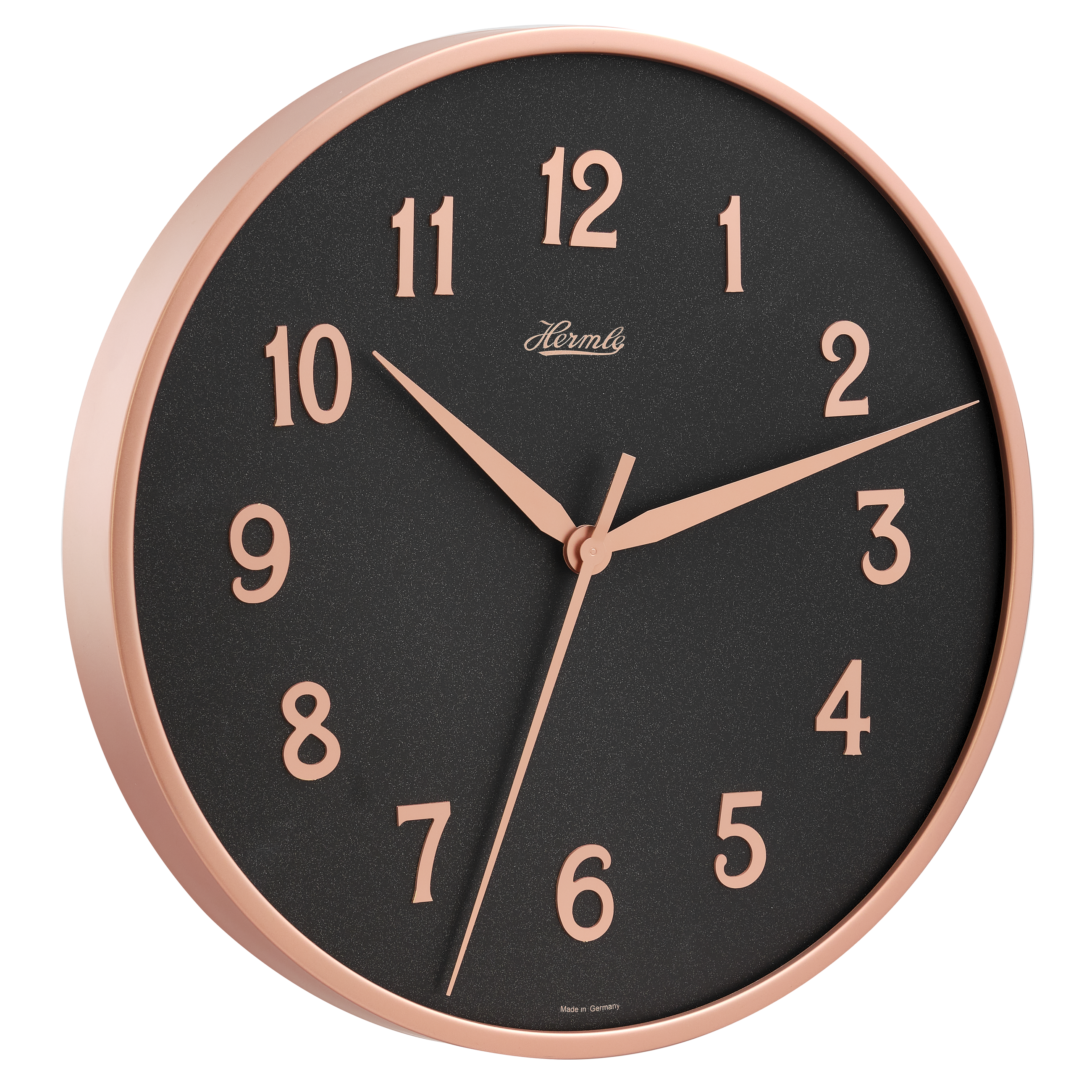 Hermle 30920-V52100 Wanduhr Aria II Bahnhofsuhr - Ø 400 roséfarbener Reif mit anthrazit Zifferblatt roségoldfarbenen arabischen Zahlen