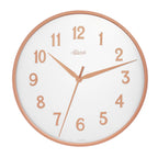  Hermle 30921-V52100 Wanduhr Bahnhofsuhr - Ø 400 Rosefarbener Reif mit weißem Zifferblatt roségoldfarbenen arabischen Zahlen