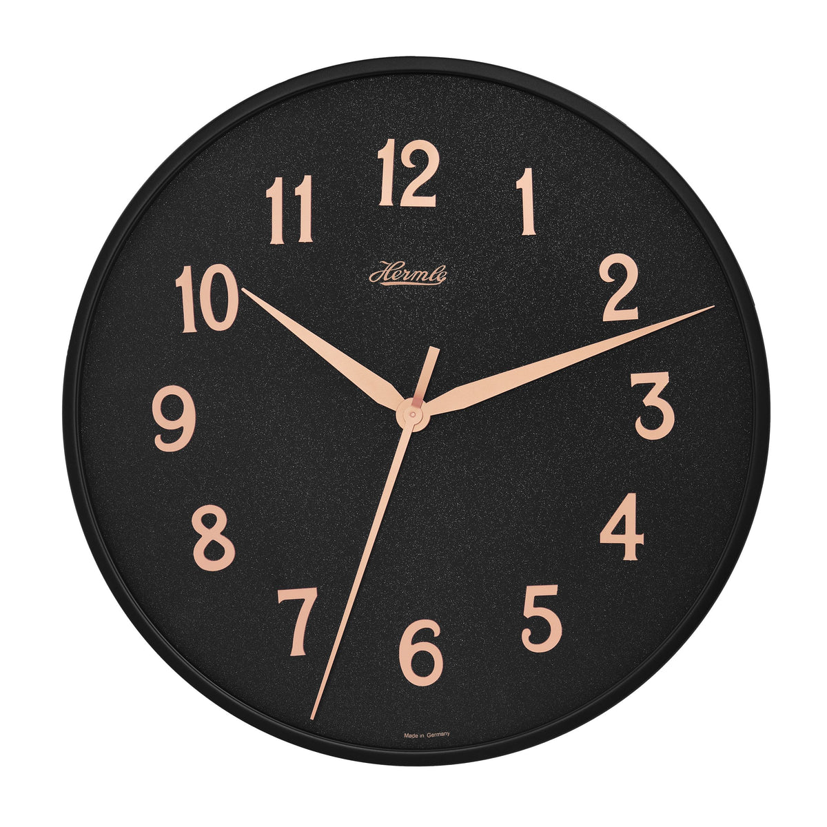 Hermle 30923-742100 Wanduhr Bahnhofsuhr - Ø 400 Schwarzer Reif mit anthrazit Zifferblatt roségoldfarbenen arabischen Zahlen