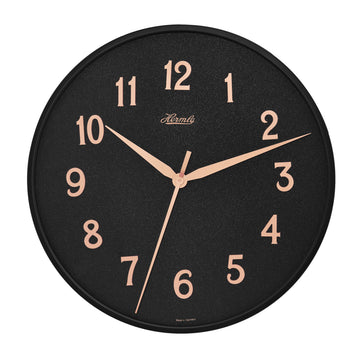 Hermle 30923-742100 Wanduhr Bahnhofsuhr - Ø 400 Schwarzer Reif mit anthrazit Zifferblatt roségoldfarbenen arabischen Zahlen
