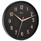 Hermle 30923-742100 Wanduhr Bahnhofsuhr - Ø 400 Schwarzer Reif mit anthrazit Zifferblatt roségoldfarbenen arabischen Zahlen