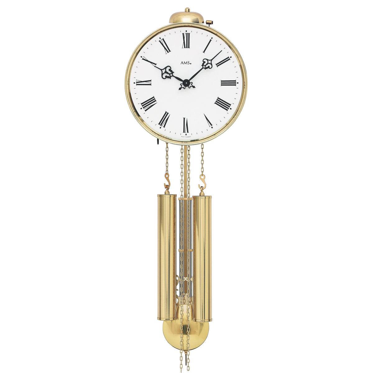 AMS H348 Mechanische Pendeluhr mit Messinggarnitur und 8-Tage Rundgong-Schlagwerk