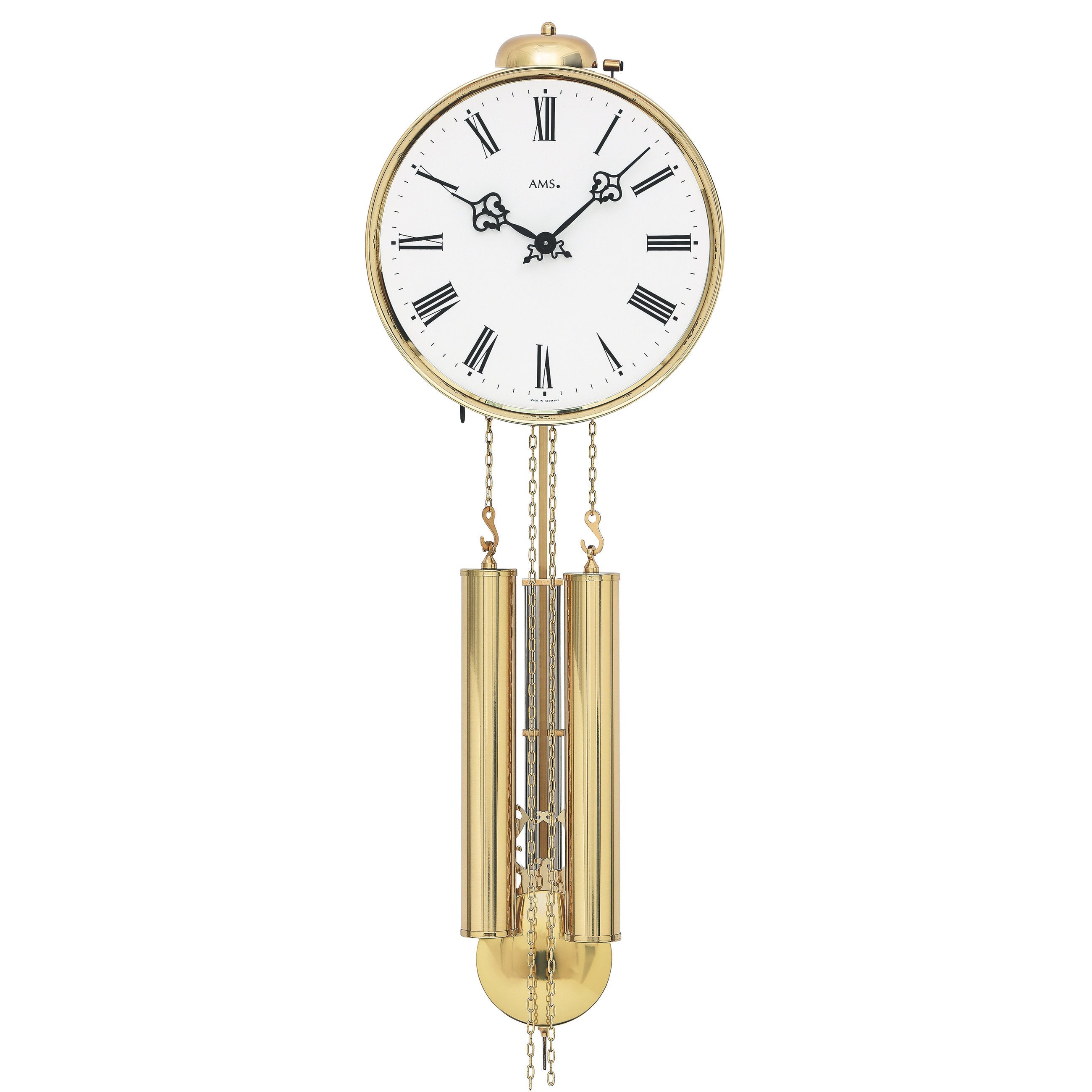 AMS H348 Mechanische Pendeluhr mit Messinggarnitur und 8-Tage Rundgong-Schlagwerk
