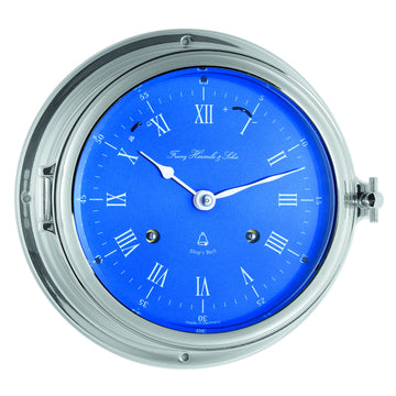Hermle 35067-000132 Schiffsuhr Royal fortune "Franz Hermle & Sohn" Chrom mit blauem römischen Zifferblatt
