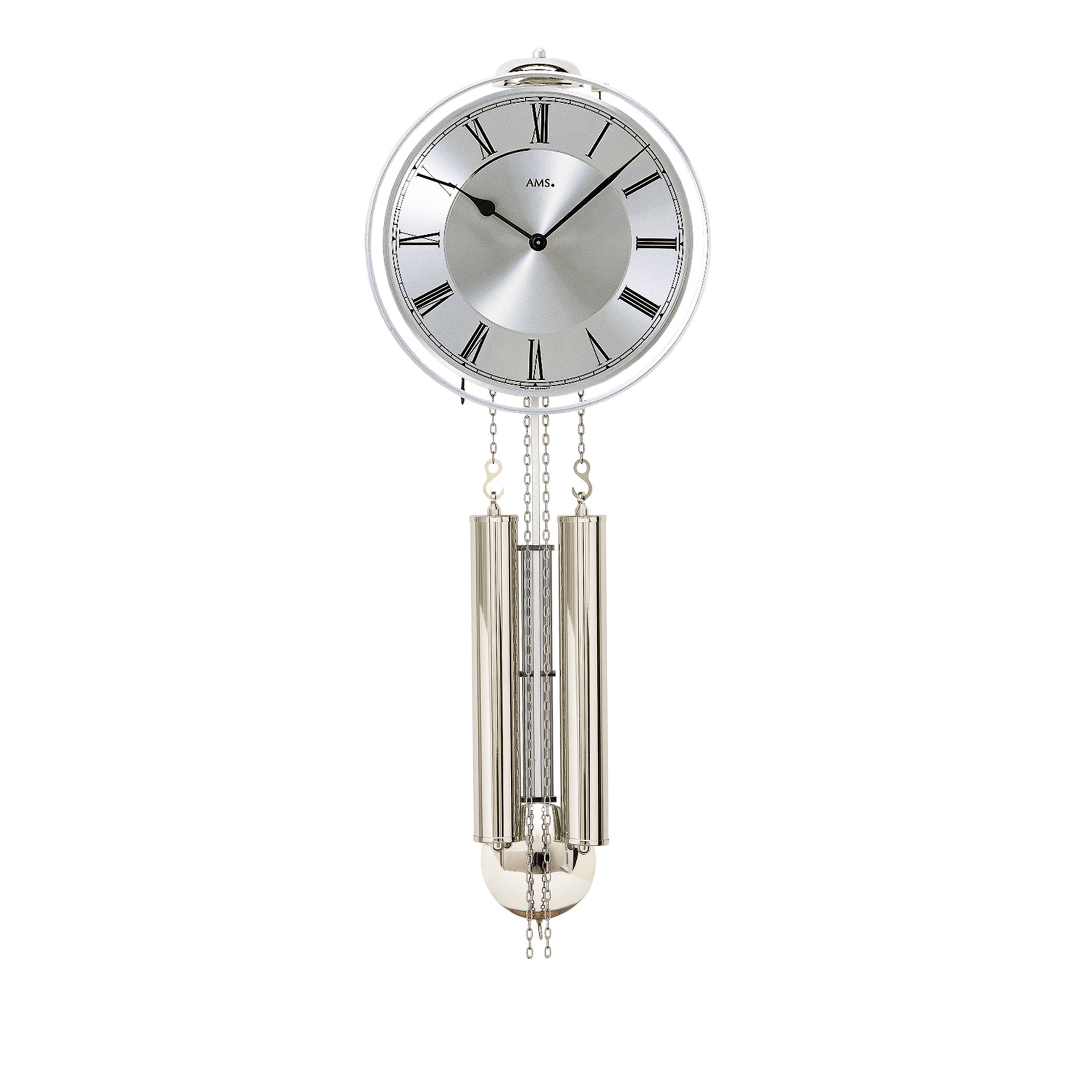 AMS H358 Mechanische Pendeluhr mit Silbergarnitur und 8-Tage Schlagwerk