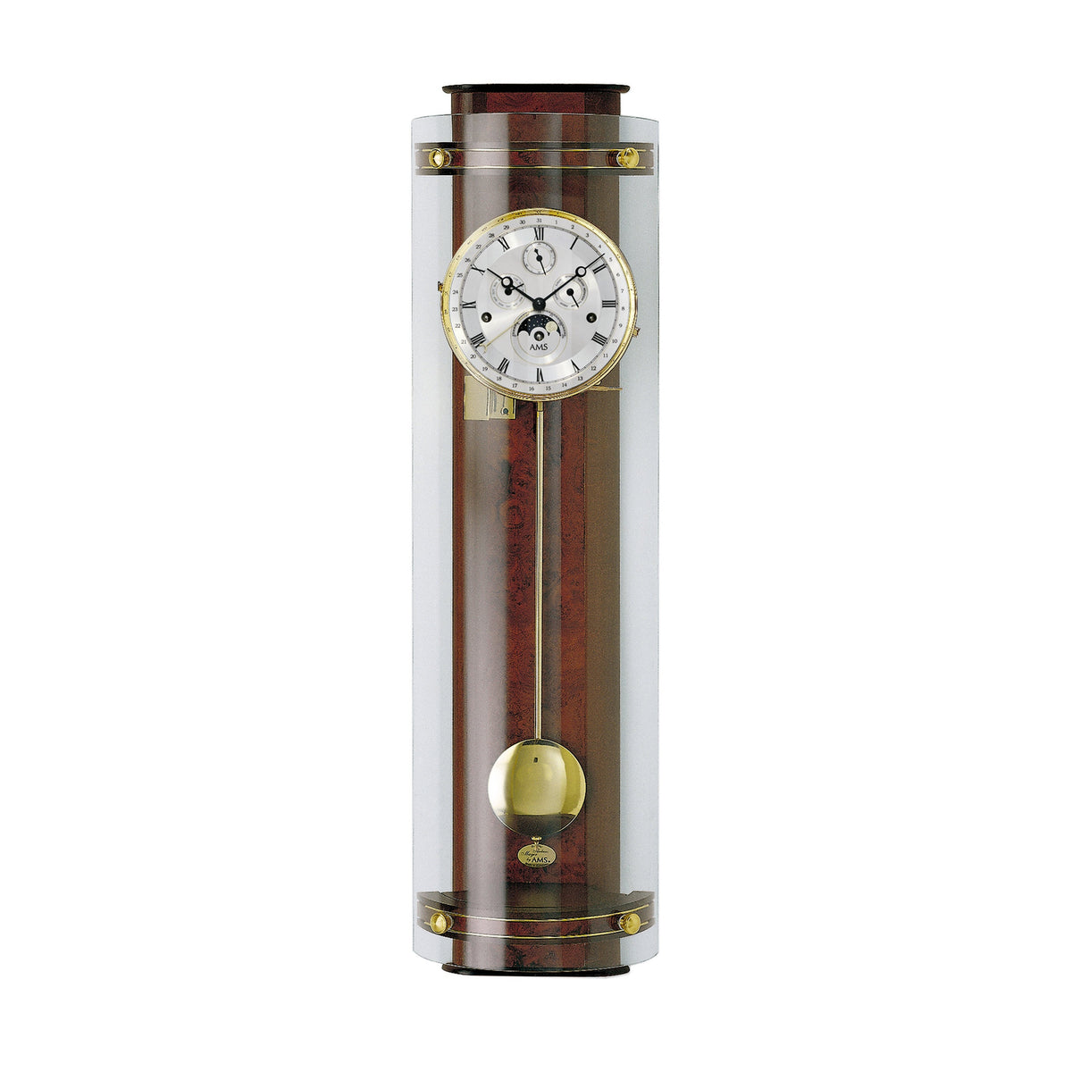 AMS R3633-1 Regulator mit Nussbaum-Holzgehäuse, Messing-Einlagen und 8-Tage Schlagwerk