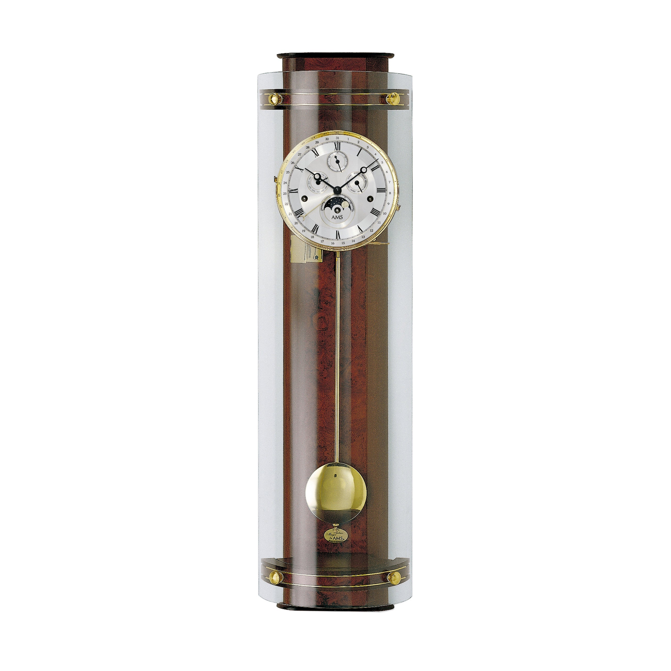 AMS R3633-1 Regulator mit Nussbaum-Holzgehäuse, Messing-Einlagen und 8-Tage Schlagwerk