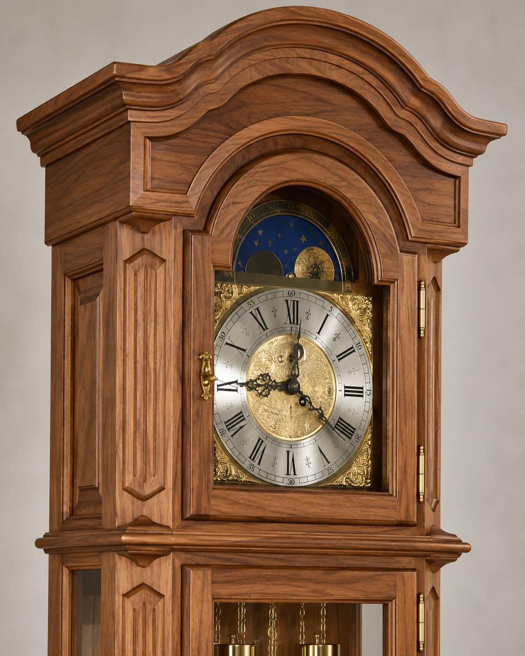 Astra Design 210-10N Standuhr „Schlosspalais“ aus massiven Nussbaum - wahlweise auch in Eiche oder Kirsche