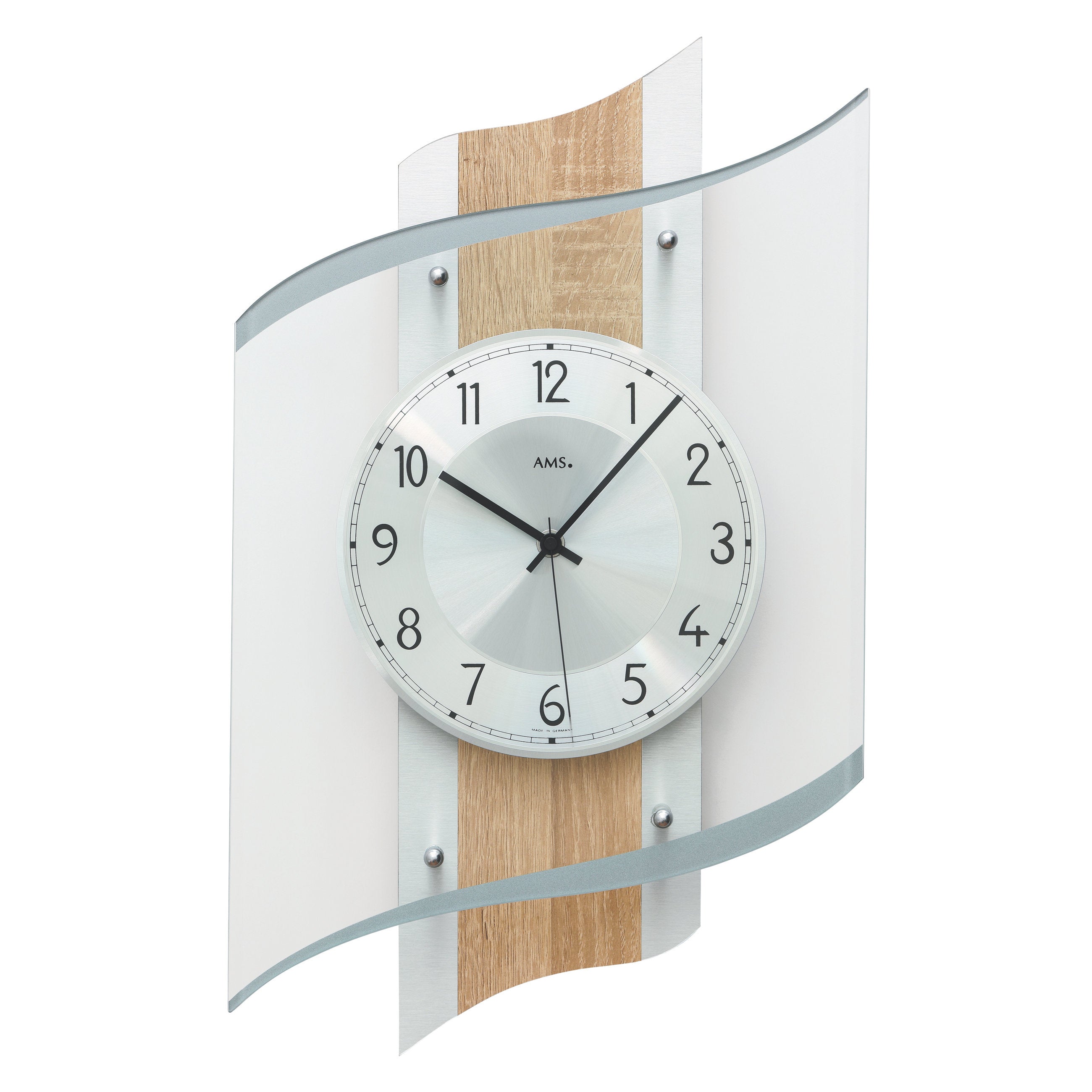 AMS F5520 Funkwanduhr mit Sonoma-Aluminium-Veredelung