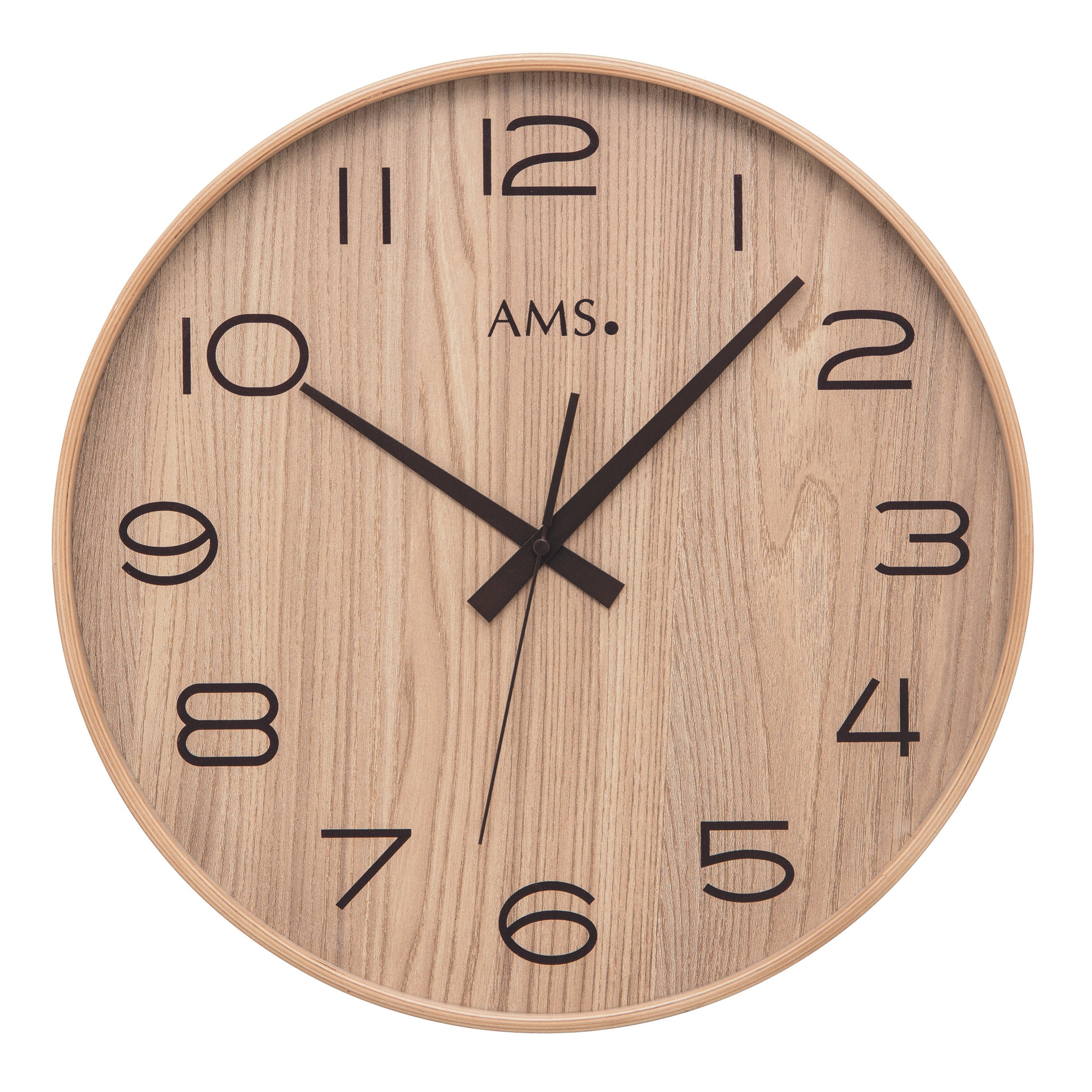 AMS F5522 Funkwanduhr mit natürlichem Holzgehäuse