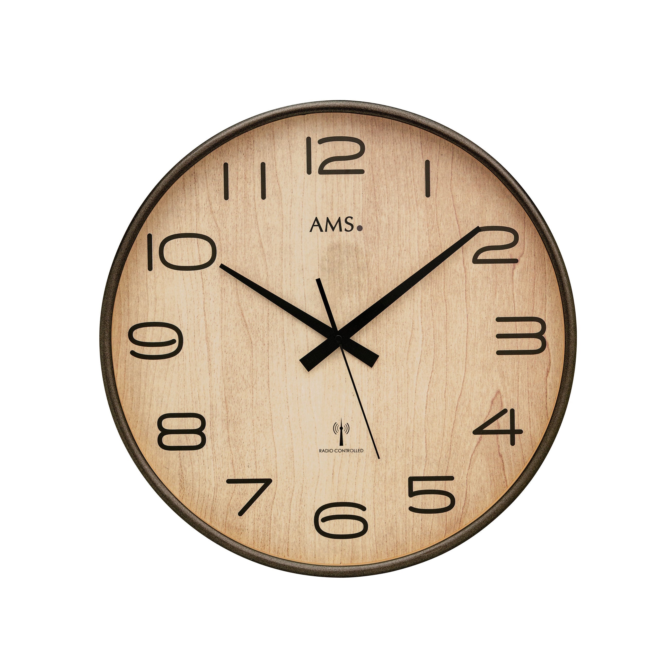 AMS F5523 Funkwanduhr mit anthrazitlackiertem Holzgehäuse